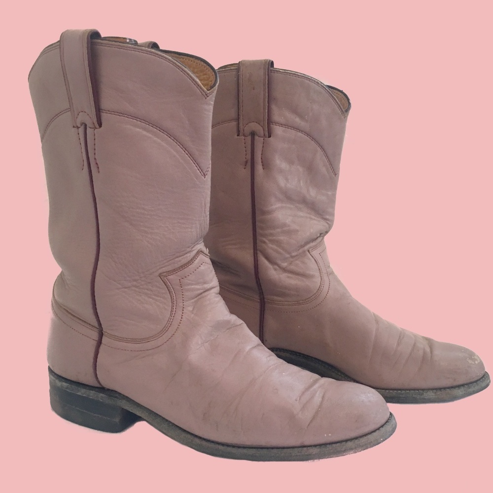 '80s Justin Cowboy Boots - Mauve